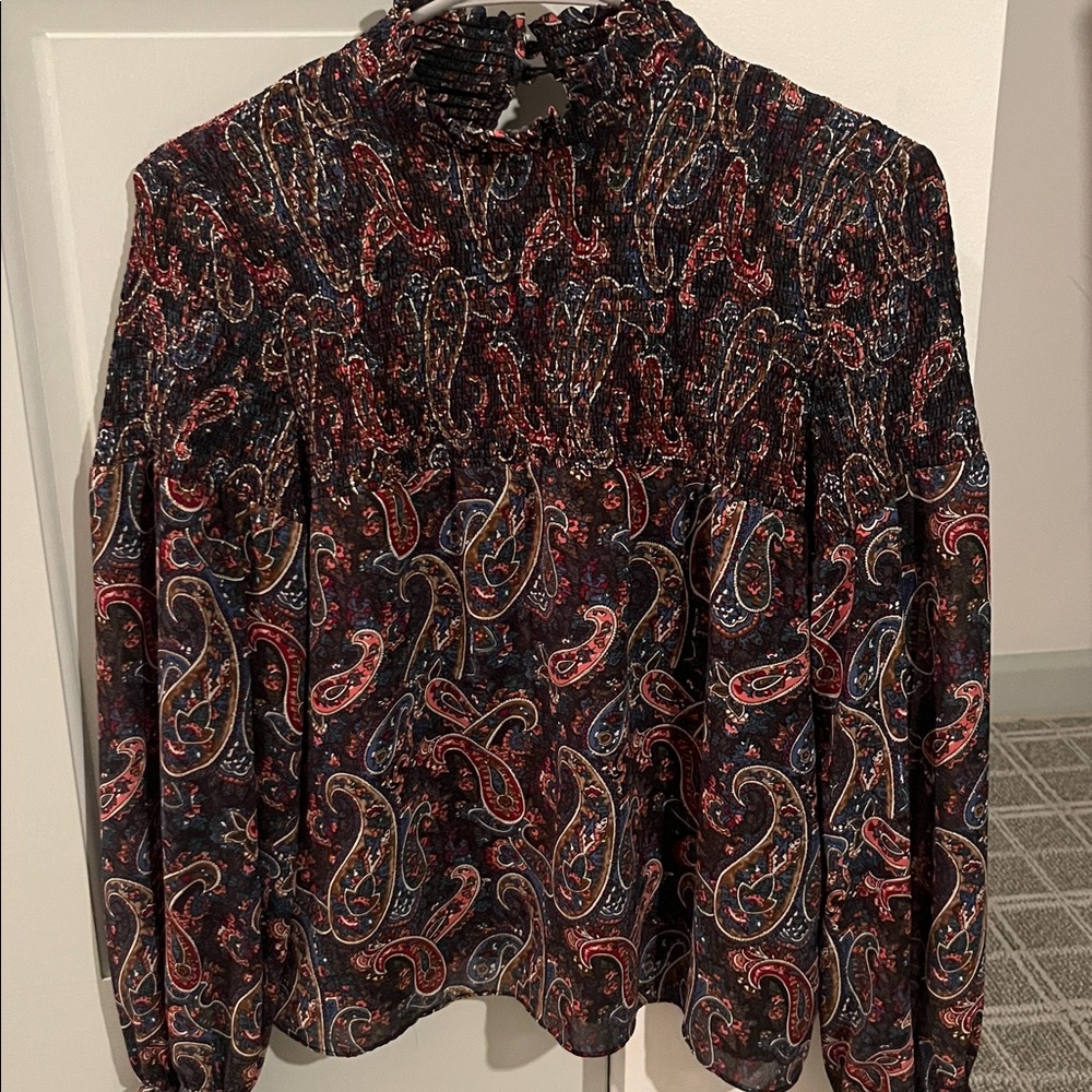 Paisley Print Smocked Top